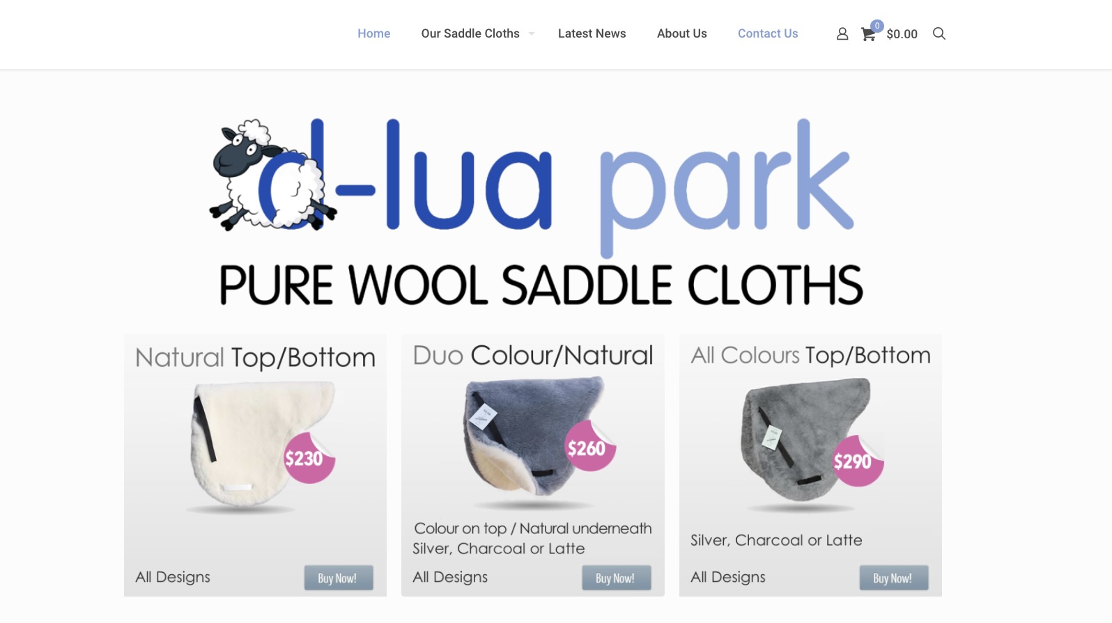 D-Lua Park Pure Wool Saddle Cloths home page layout