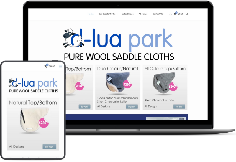 D-Lua Park Saddle Cloths web image D-Lua Park Saddle Cloths website mockup