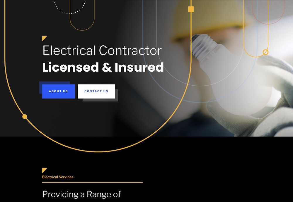 Scar Media Group Electrician Landing Page Sample image