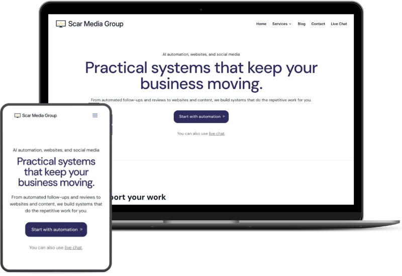 Scar Media Group web image Scar Media Group website mockup