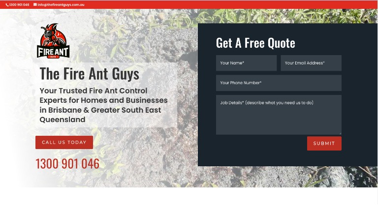 The Fire Ant Guys website home page website image built by Scar Media Group